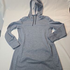 Hi-Tec Womens Long Sleeve Hoodie Dress L Gray 34in Athleisure Fall Streetwear